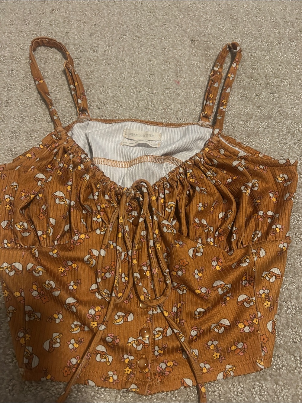Urban Outfitters Rust Floral Drawstring Cami